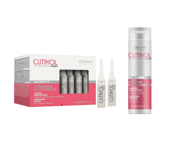 Trattamento completo anticaduta energizzante cutinol scalp fiali 12x8 ml + shampo anticaduta scalp  250 ml  Oyster Cosmetics