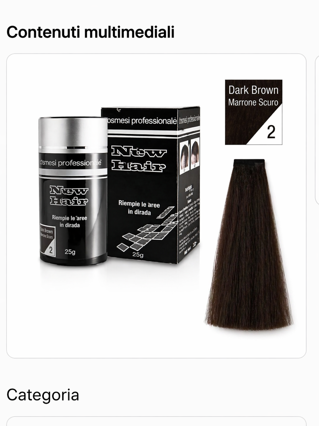 Ricostruttore in fibre per capelli diradati colore 2 marrone scuro  Retrò 22 gr